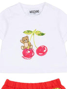 Completo per neonata Moschino Kids bianco e rosso con stampa Cherry MDG01TLAA02 82298 MOSCHINO KIDS 