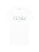 T-shirt per bambina Fendi Kids bianco con logo JFI375 7AJ F1SGM FENDI KIDS 