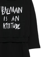 Abito per bambina Balmain Kids nero con design a strati BZ1A00 Z3183 930BC BALMAIN KIDS 