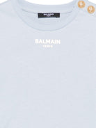 T-shirt da bambina Balmain Kids azzurro azzurra con bottoni BY8A01 Z3672 685OR BALMAIN KIDS 