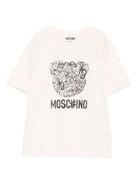 T-shirt per bambini Moschino Kids beige con stampa grafica HQM05GLAA10 10123 MOSCHINO KIDS 