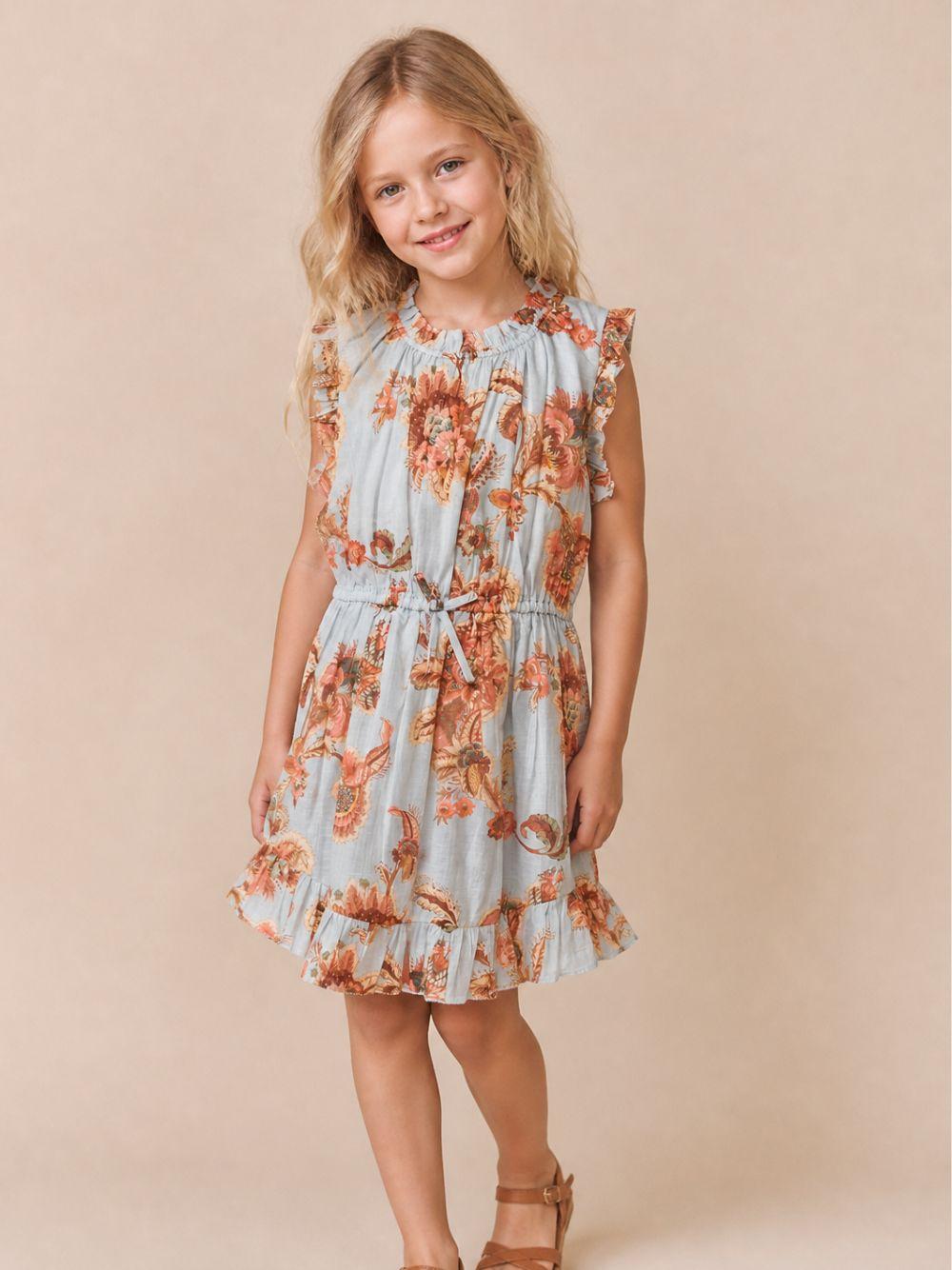 Tuta intera per bambina Zimmermann Kids azzurra con stampa floreale all-over 1897DS S261 ZIMMERMANN KIDS 