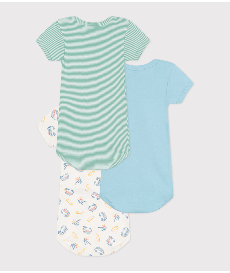 Set di tre body per neonati Petit Bateau multicolore con maniche corte A0CZM 00 PETIT BATEAU 