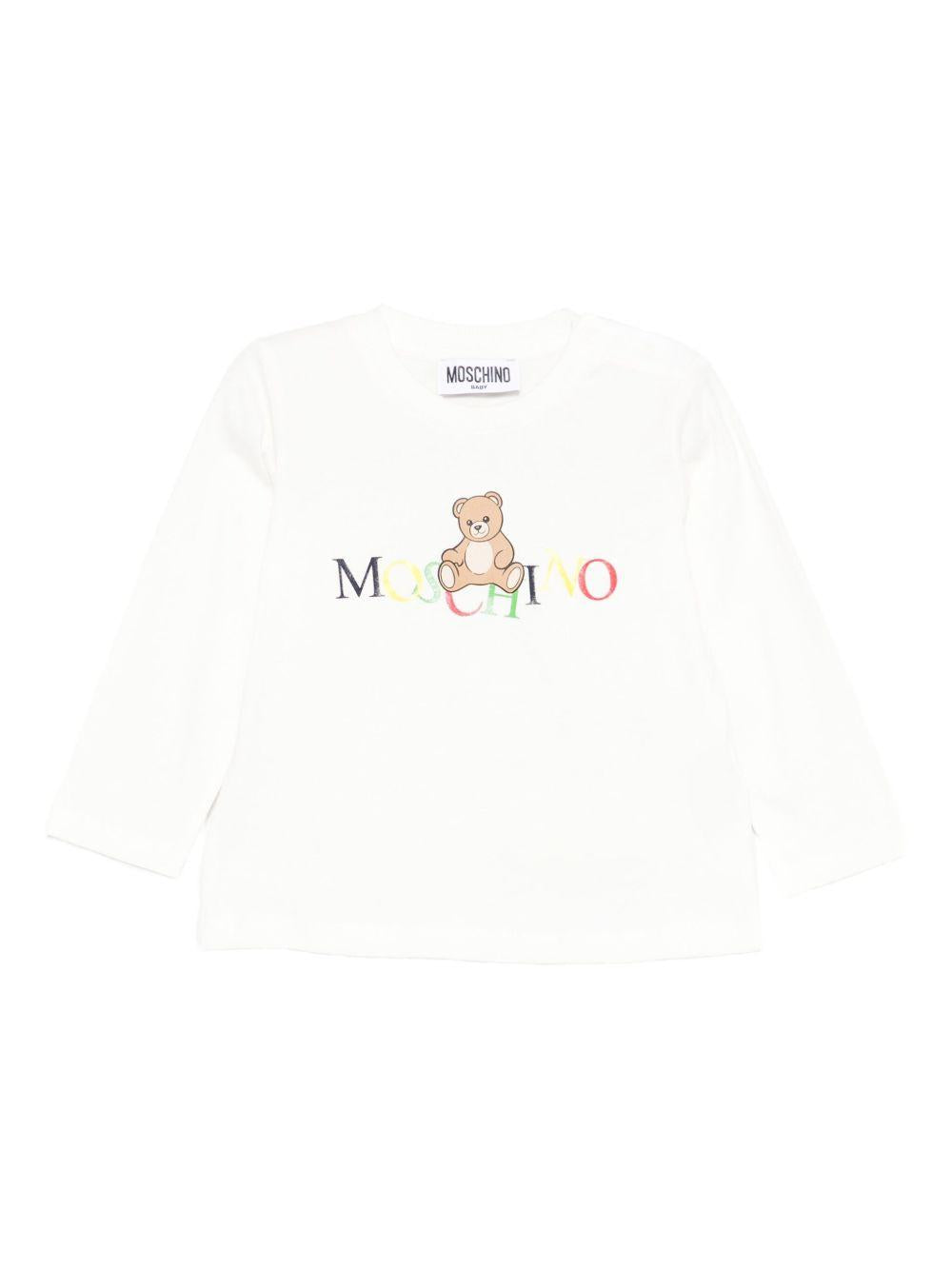 T-shirt per neonati Moschino Kids bianco con motivo Teddy MWO00RLAA10 10063 MOSCHINO KIDS 