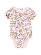 Body per neonata Moschino Kids rosa con stampa all-over MUT04JLAB5A 83681 MOSCHINO KIDS 