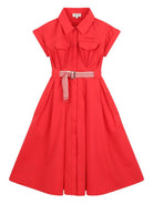 Chemisier per bambina Lanvin Enfant rosso con cintura N30345 998 LANVIN KIDS 