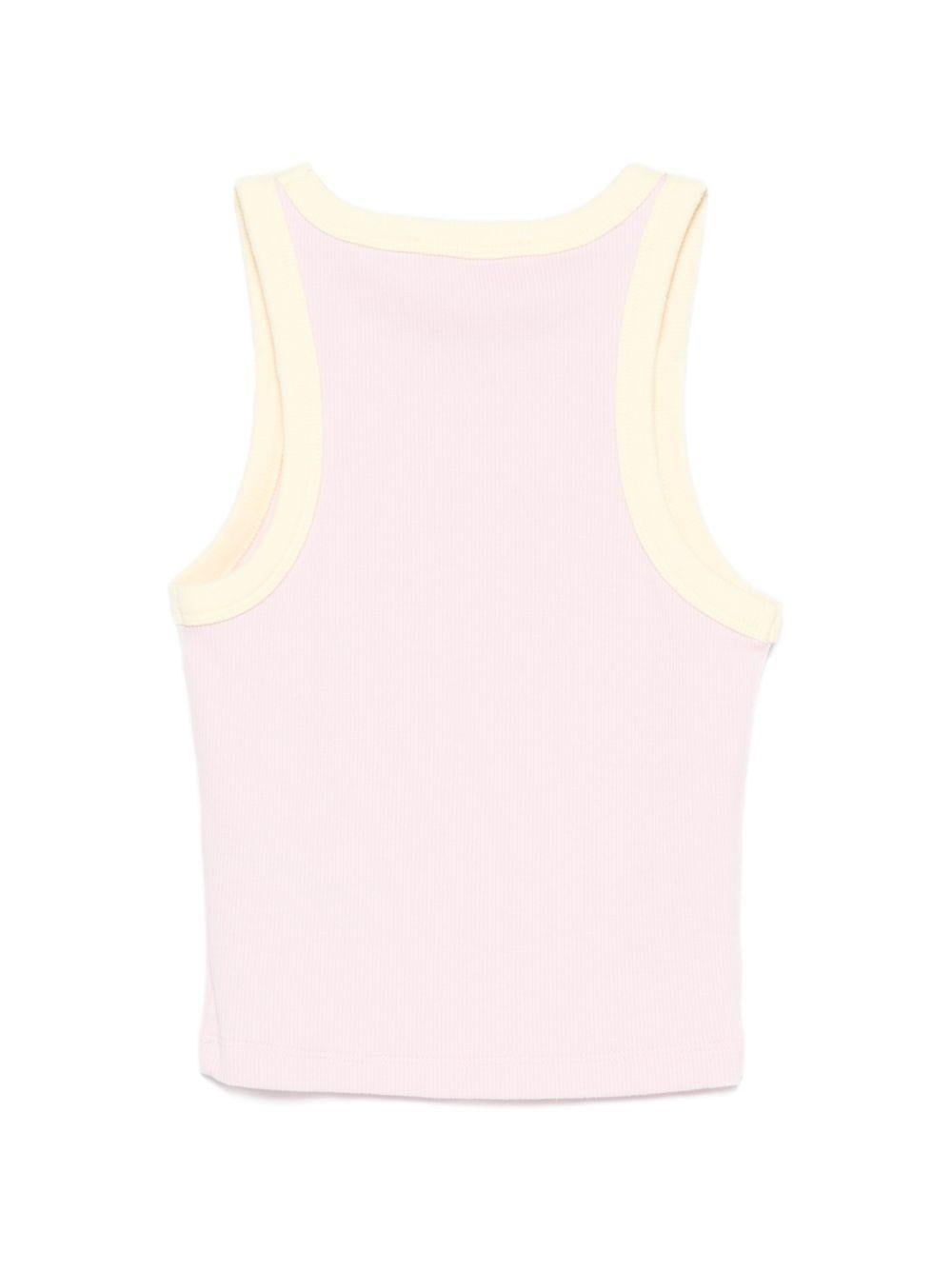 Canotta per bambina MC2 Saint Barth  Kids rosa con logo ricamato sul davanti BLUE002 03366L MC2 ST. BARTH KIDS 