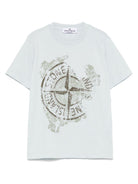 T-shirt con stampa per bambino Stone Island Junior azzurro con girocollo K1S162100010S0128 V0041 STONE ISLAND JUNIOR 