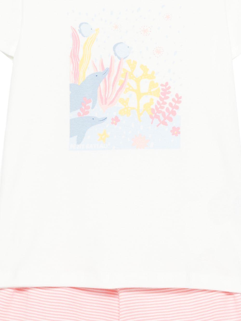 Pigiama per bambina Petit Bateau bianco con stampa grafica sul davanti A0FDF 01 PETIT BATEAU KIDS 