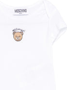 Body per neonati Moschino Kids bianco con stampa Teddy Bear MUT04KLAA03 10101 MOSCHINO KIDS 
