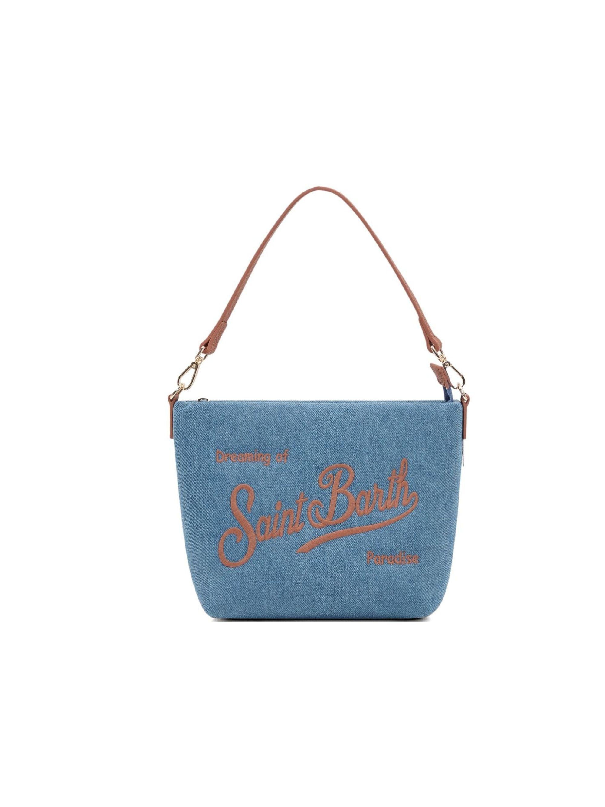 Borsa a spalla Aline MC2 Saint Barth in denim con manico superiore ALI0034 01515L MC2 ST. BARTH KIDS 