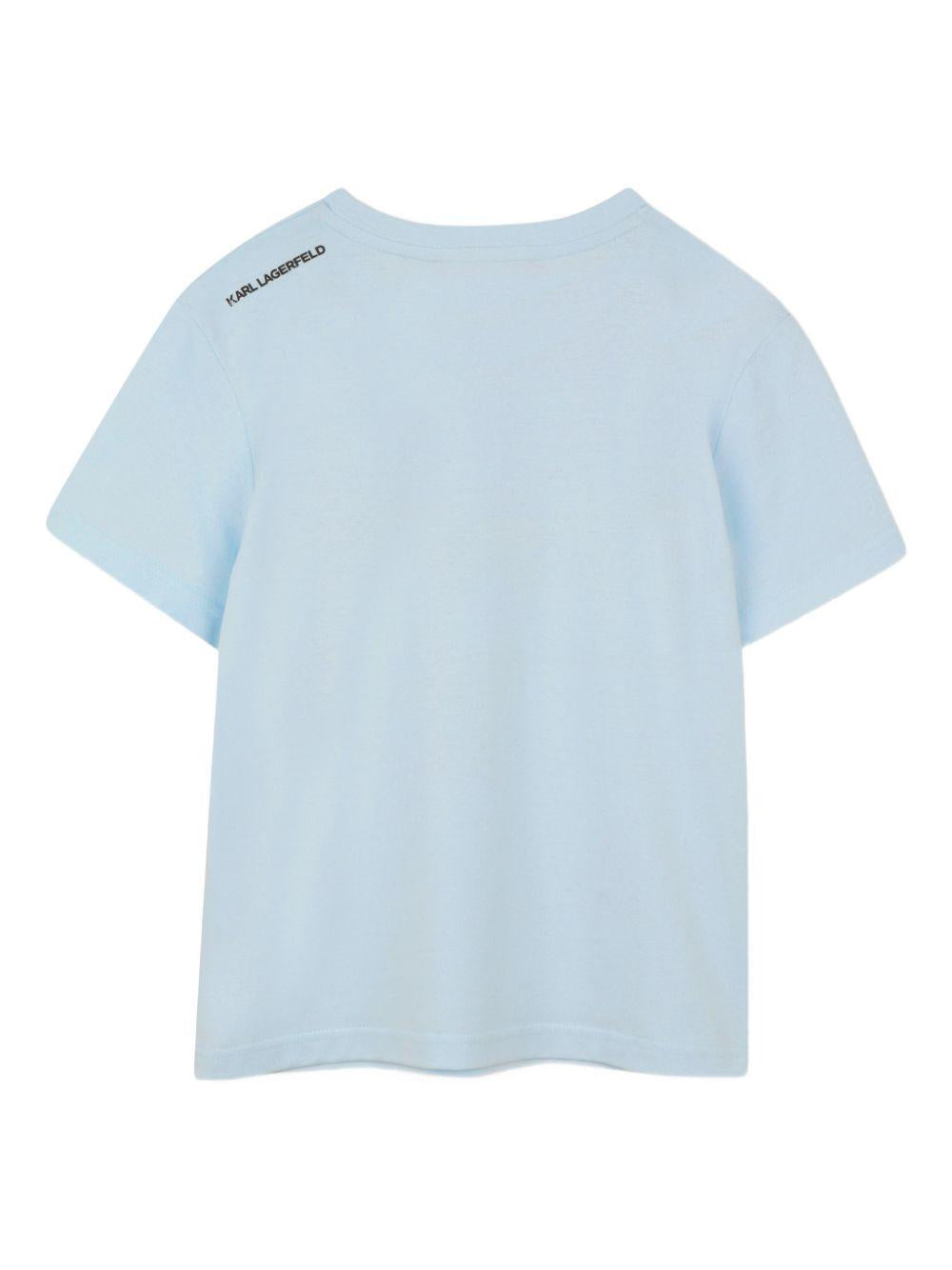 T-shirt per bambino Karl Lagerfeld Kids azzurra con stampa grafica Z31096 77X KARL LAGERFELD KIDS 