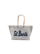 Borsa Beach Bag MC2 Saint Barth beige e blu con motivo a righe orizzontali BEA0003 09403L MC2 ST. BARTH KIDS 