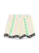 Shorts in popeline per bambina MSGM Kids bianco con stampa logo all-over S5MSJGSH246 140 MSGM KIDS 