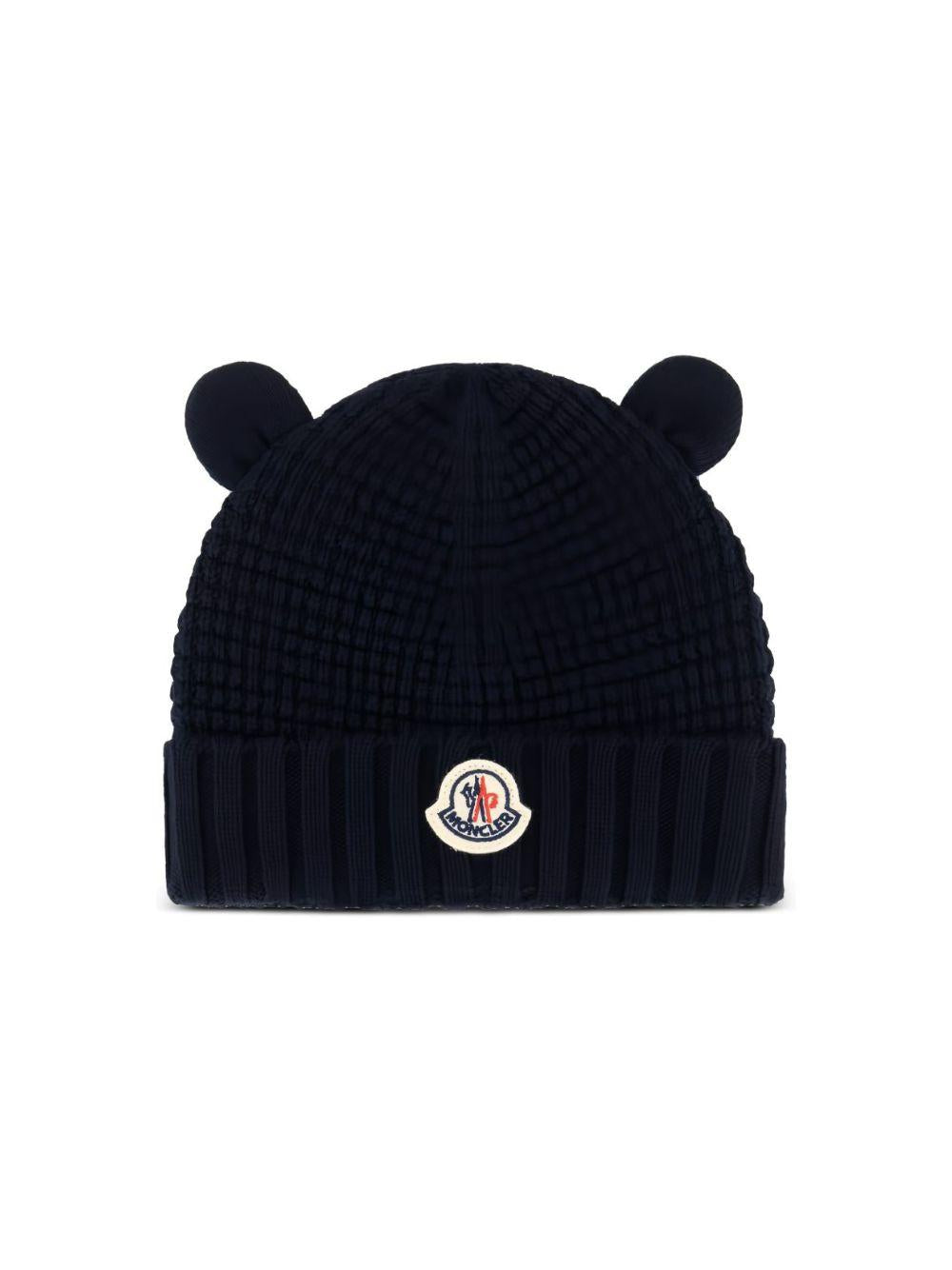 Berretto per neonati Moncler Kids blu con applicazione orecchie L29513B00005M1131 742 MONCLER KIDS 