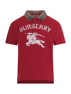 T-shirt per bambino Burberry Kids rossa con design Equestrian Knight sul davanti 8117354 B7308 BURBERRY KIDS 