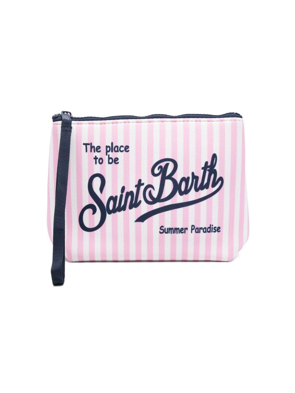 Pochette Aline MC2 Saint Barth bianco e rosa con motivo a righe ALIN001 09412L MC2 ST. BARTH KIDS 