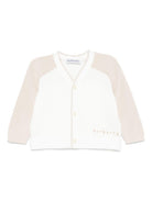 Cardigan per neonato Burberry Kids Ginny Moss bianco con maniche lunghe a contrasto 8100094 A1452 BURBERRY KIDS 