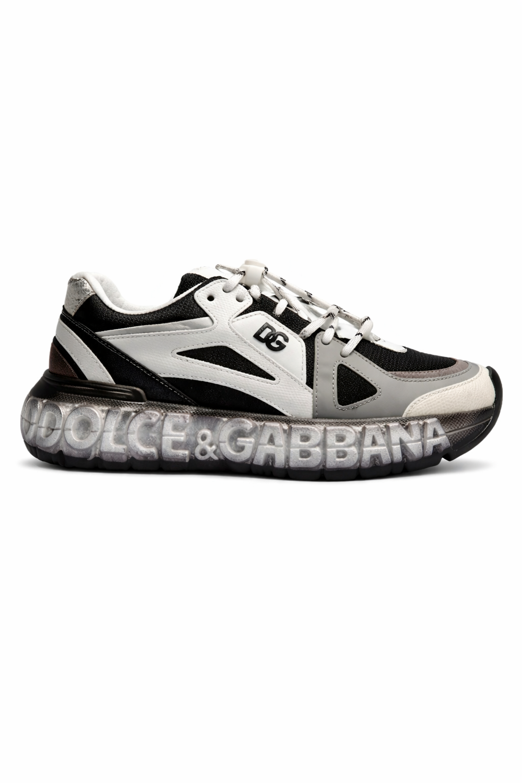 Sneakers per bambini Dolce & Gabbana Kids bianco e nero con dettaglio logo sulla suola DA5290 AX260 8V023 DOLCE & GABBANA KIDS 