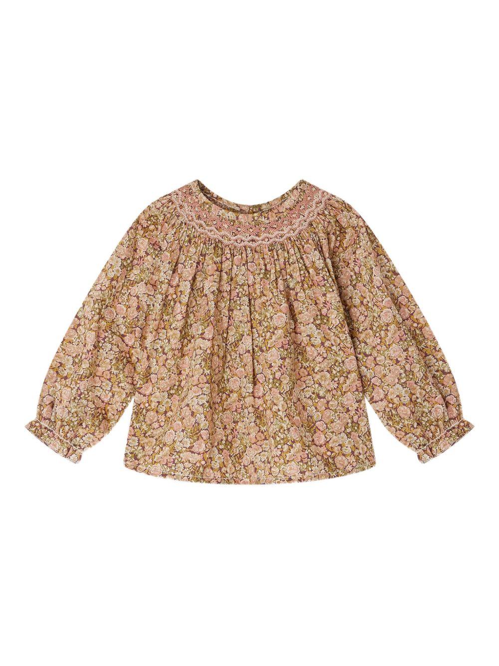 Camicia per neonata bonpoint rosa con scollo arricciato e polsini con ruches W05XBLW00013 522C BONPOINT 
