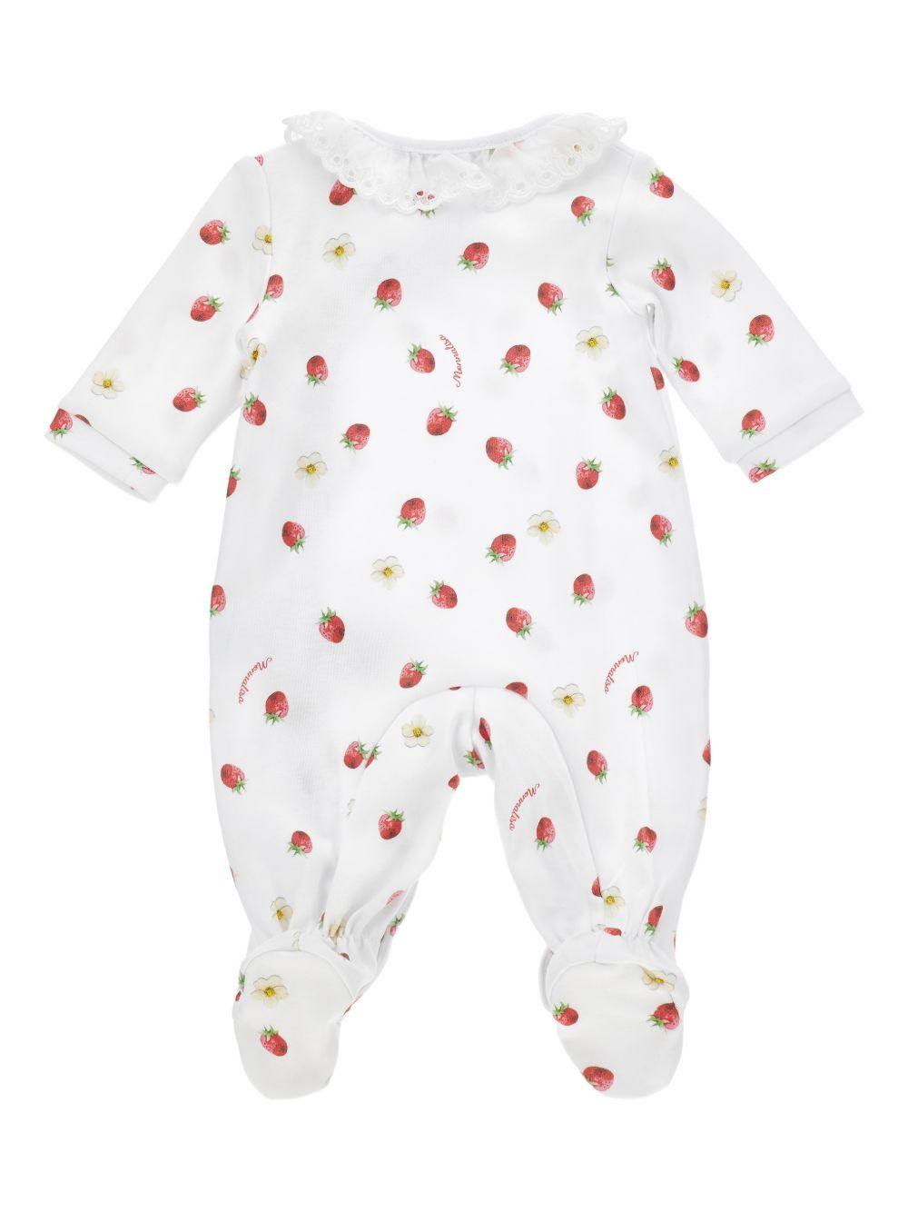 Tutina per neonata Monnalisa bianca con stampa con fragole 35G208 7082 9944 MONNALISA KIDS 