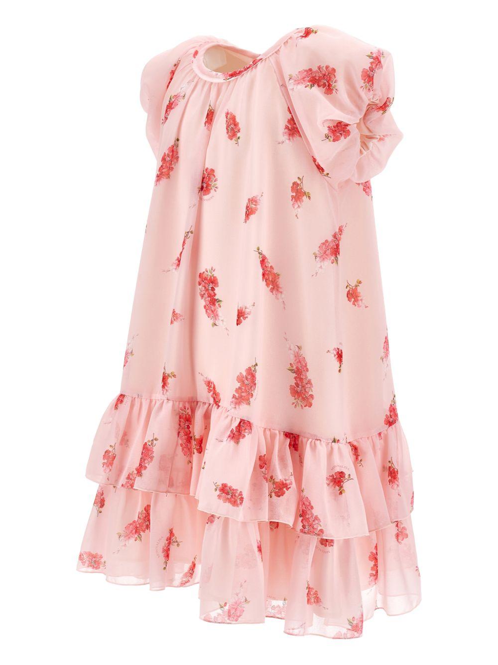 Abito per bambina Monnalisa rosa con stampa a fiori all-over 71G911 7618 0091 MONNALISA KIDS 