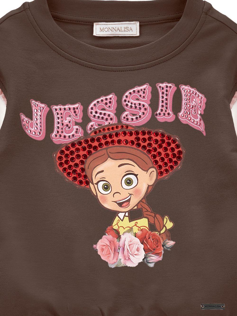 Felpa per bambina Monnalisa Kids x Pixar marrone con stampa e cristalli 19H600NP 8006 0006 MONNALISA KIDS 