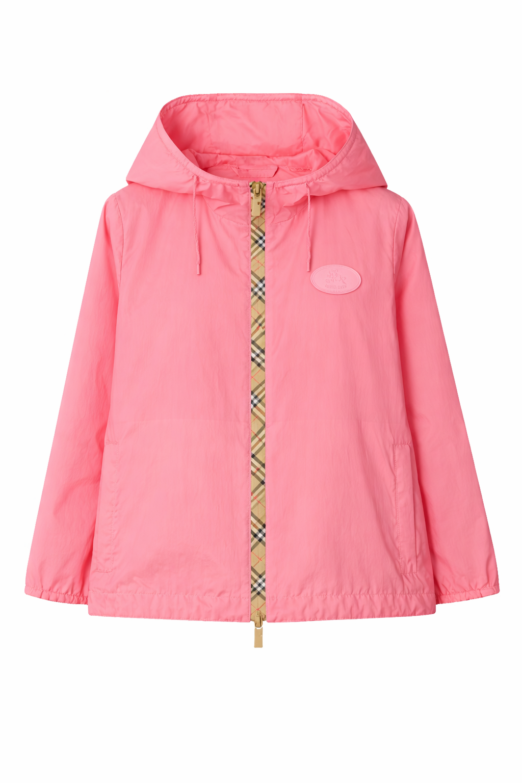 Giubbino per bambina Burberry Kids rosa con inserti con motivo Vintage Check 8117892 C4142 BURBERRY KIDS 