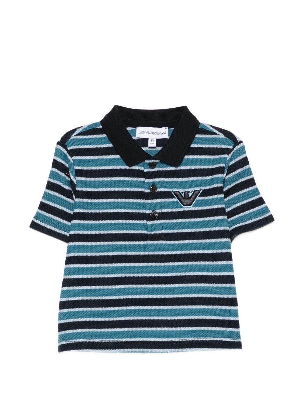 T-shirt per neonato Emporio Armani Kids blu con design a righe EB001087 AF21697 MB013 EMPORIO ARMANI KIDS 