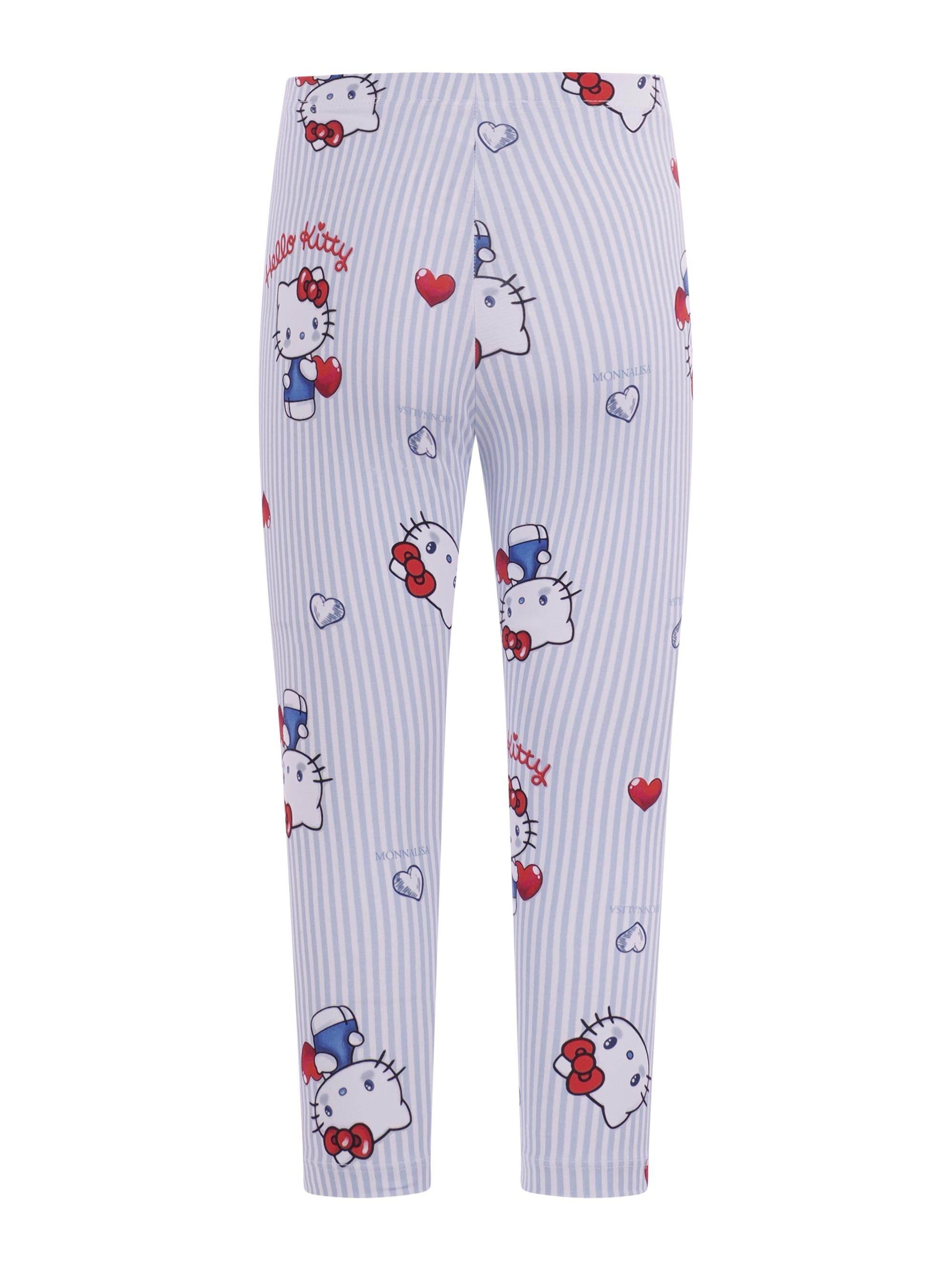Pantaloni per bambina Monnalisa azzurri con stampa grafica all-over 19G419NP 7749 9958 MONNALISA KIDS 