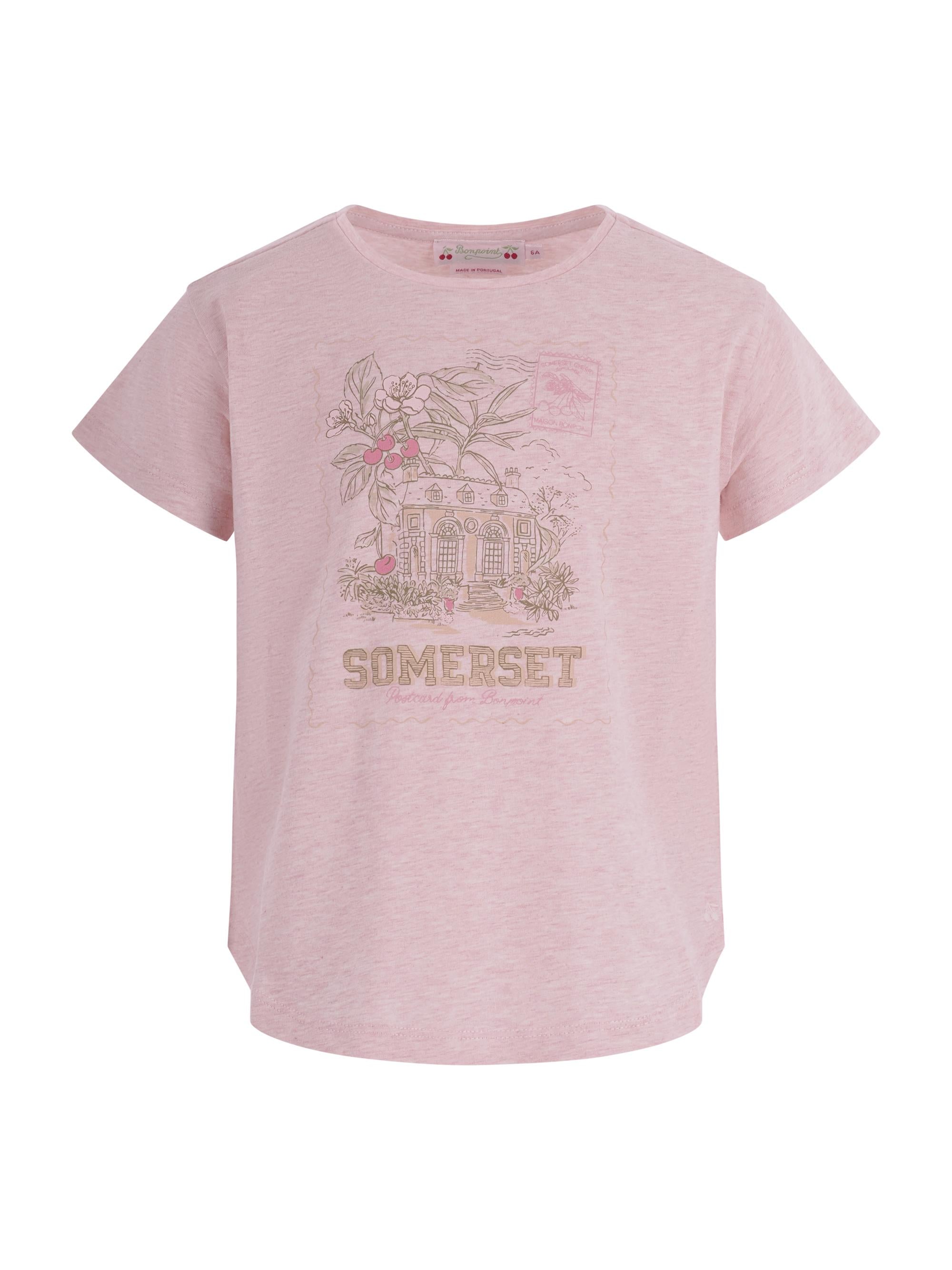 T-shirt per bambina Bonpoint rosa con stampa grafica sul davanti S06GTSK00002 121 BONPOINT KIDS 