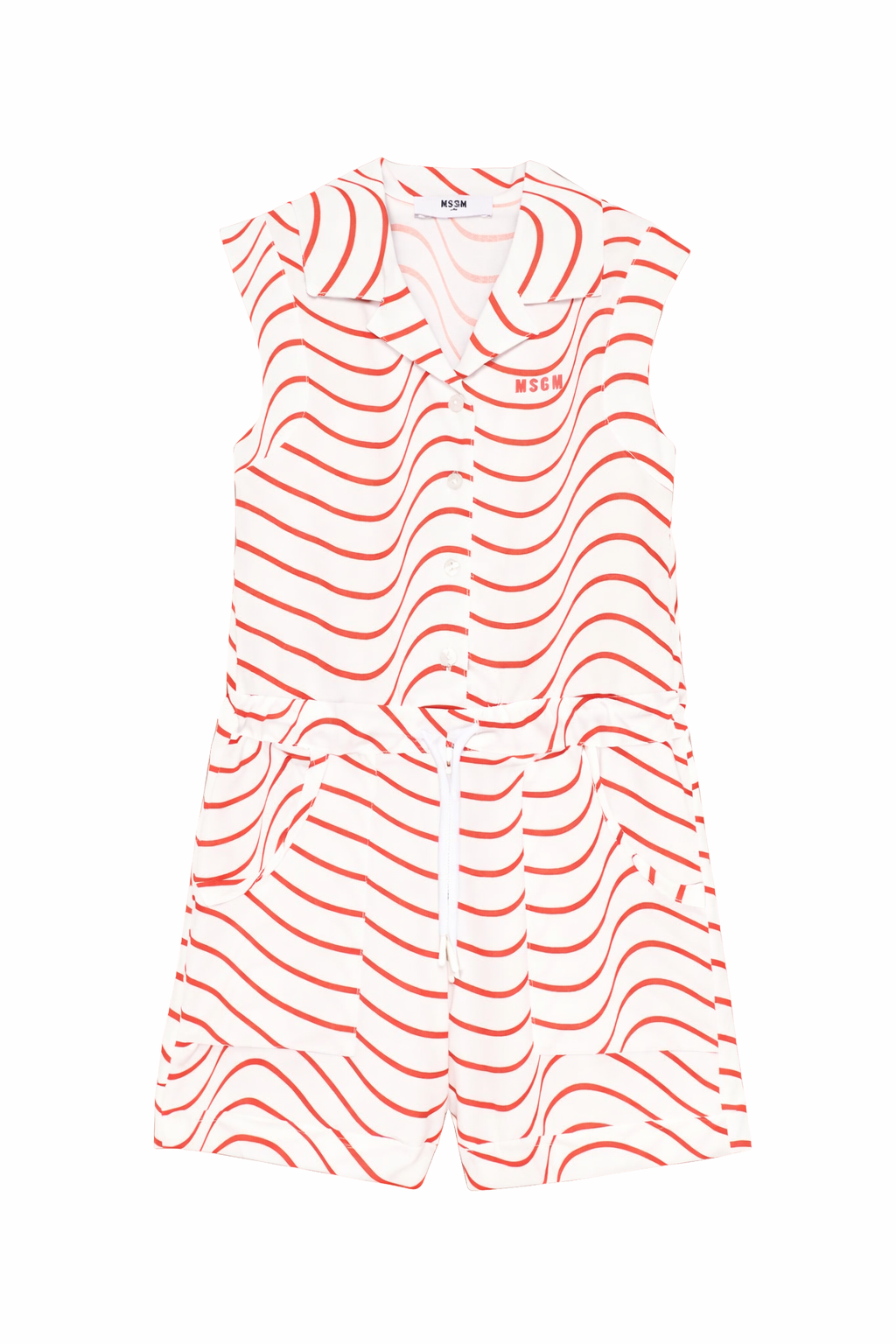 Tuta intera per bambina MSGM Kids bianca con motivo a onde rosse S6MSJGJS278 MS004 MSGM KIDS 