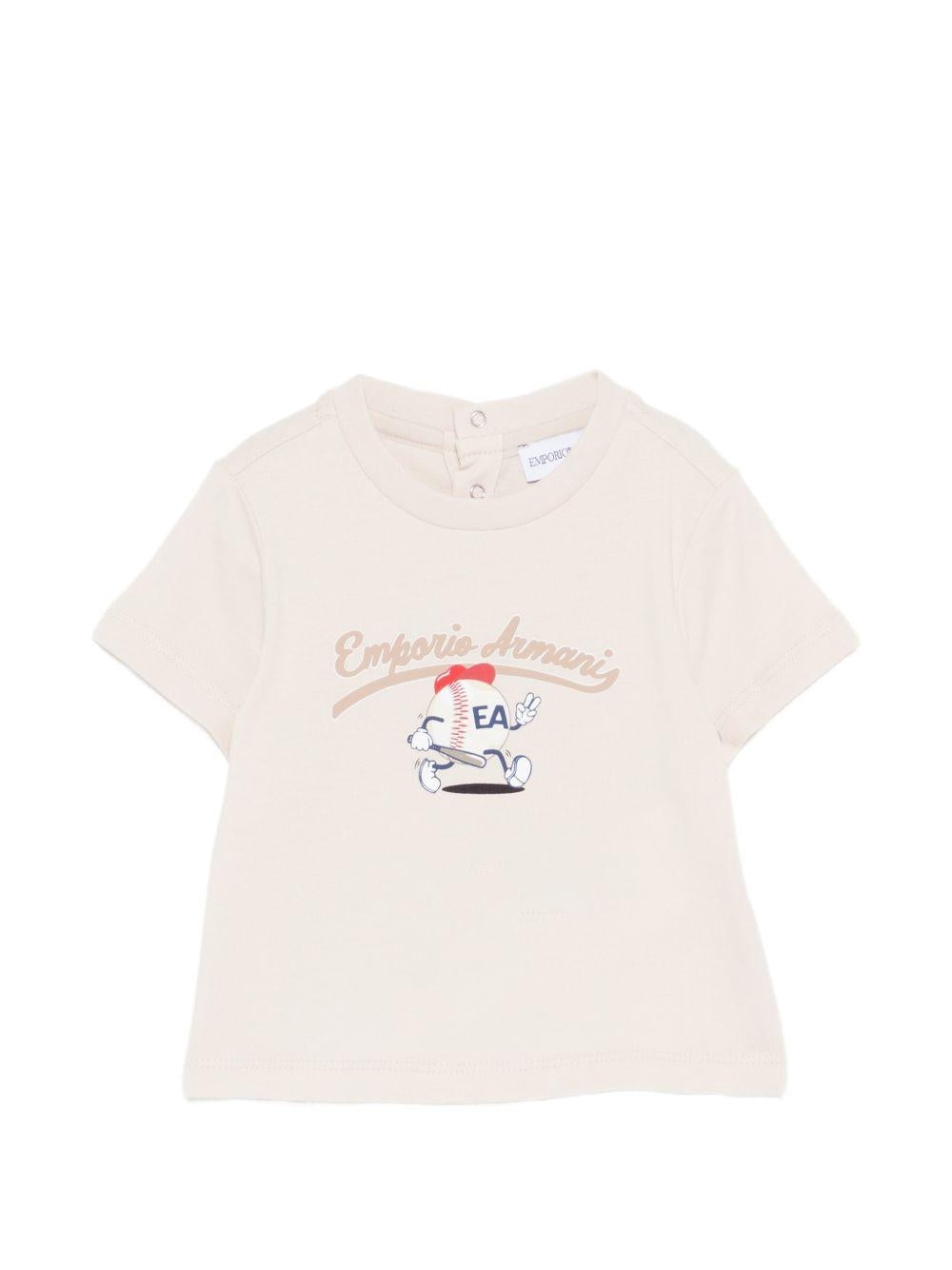 T-shirt per neonato Emporio Armani Kids beige con stampa pallina da tennis EB001081 AF14503 U1156 EMPORIO ARMANI KIDS 