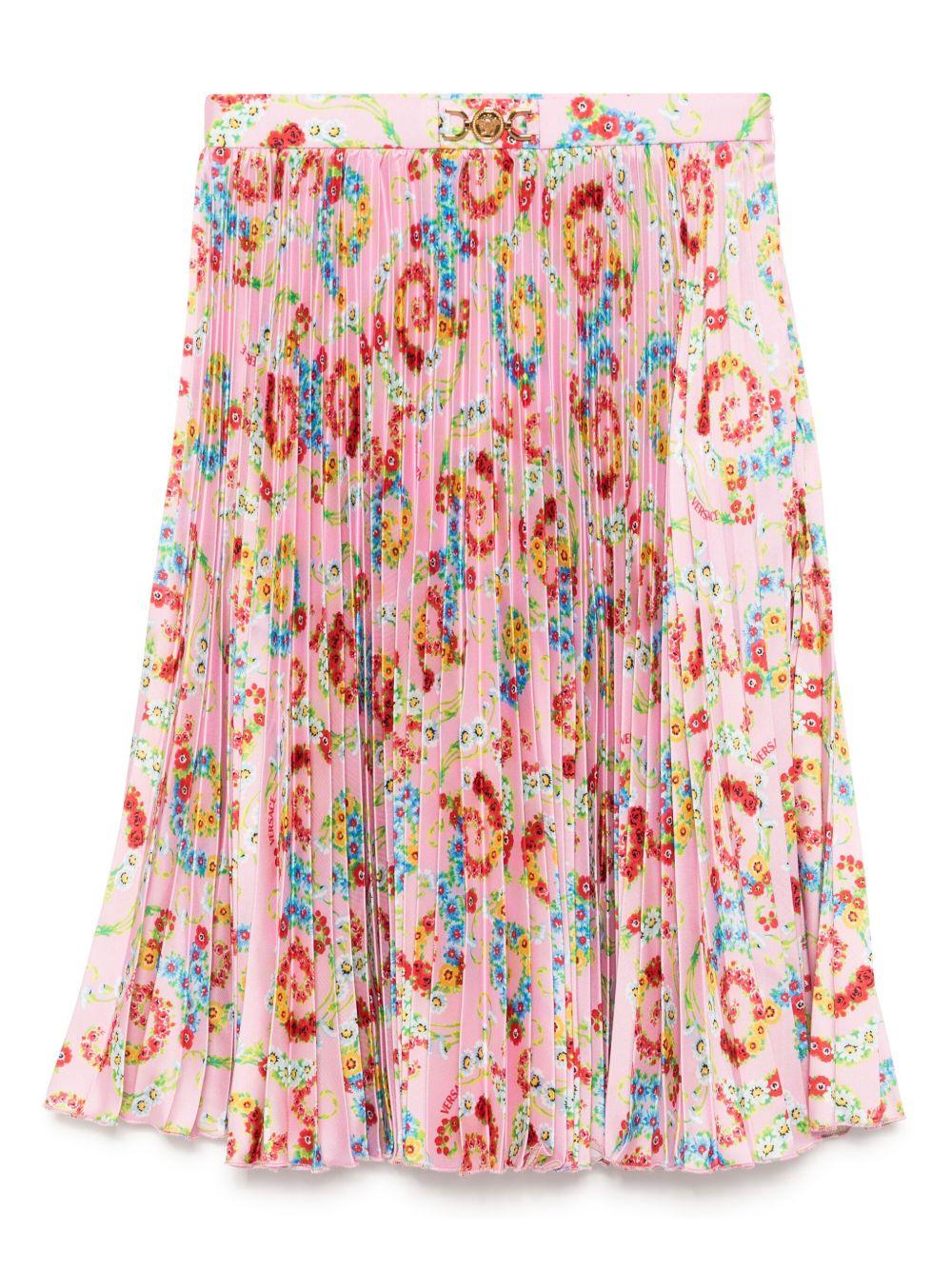 Gonna plissettata per bambina Versace Kids rosa a fiori 10181151A13039 5PC00 VERSACE KIDS 