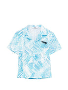 Camicia per bambino MSGM Kids azzurra con stampa grafica all-over S6MSJUSI140 MS071 MSGM KIDS 