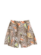Short per bambina Roberto Cavalli Kids marrone con stampa animalier CGP26058SH MACULA N.H. ROBERTO CAVALLI KIDS 