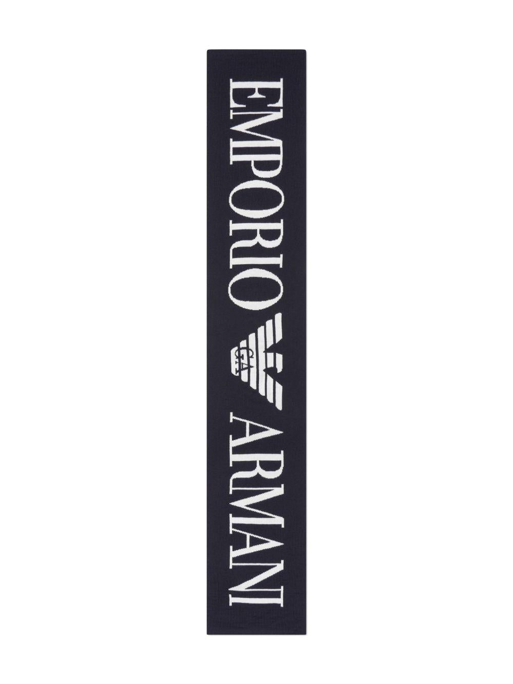 Set cappello e sciarpa per bambino Emporio Armani Kids blu con design lavorato a maglia 407524 3F932 00035 EMPORIO ARMANI KIDS 