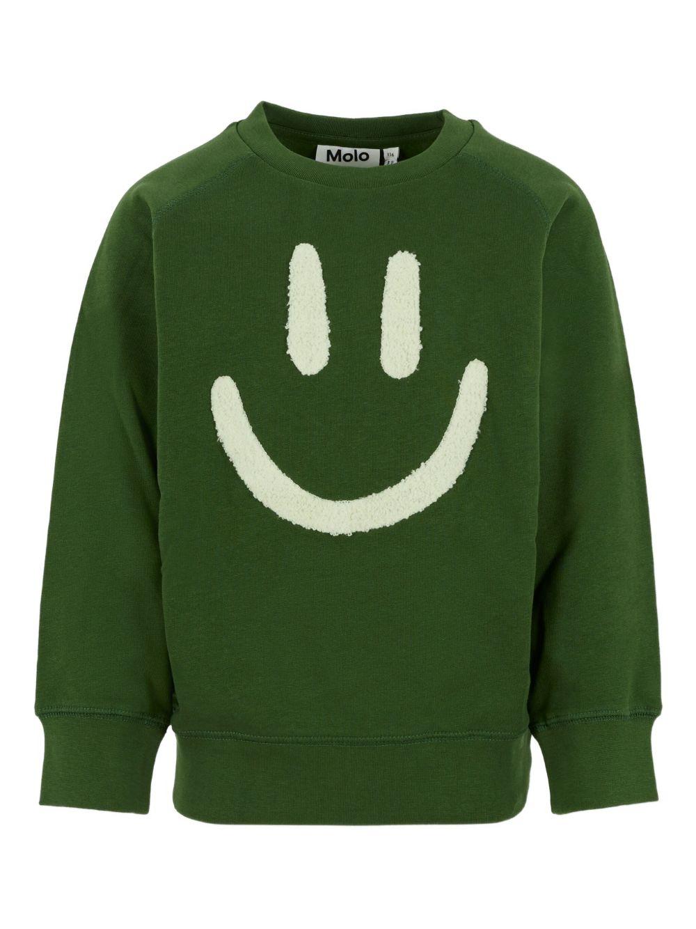 Felpa per bambino Molo verde con stampa smiley 6W25J201 5533 MOLO 