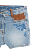 Shorts per bambina Ermanno Scervino Junior denim con applicazione fiori Z9G401 7015 062S ERMANNO SCERVINO KIDS 