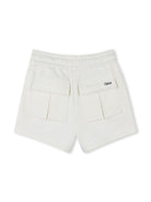 Shorts per bambina Chloé Kids bianco in cotone biologico e logo sul retro C20464 117 CHLOE' KIDS 