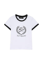 T-shirt per bambina Karl Lagerfeld Kids bianca con logo sul davanti Z31154 10P KARL LAGERFELD KIDS 
