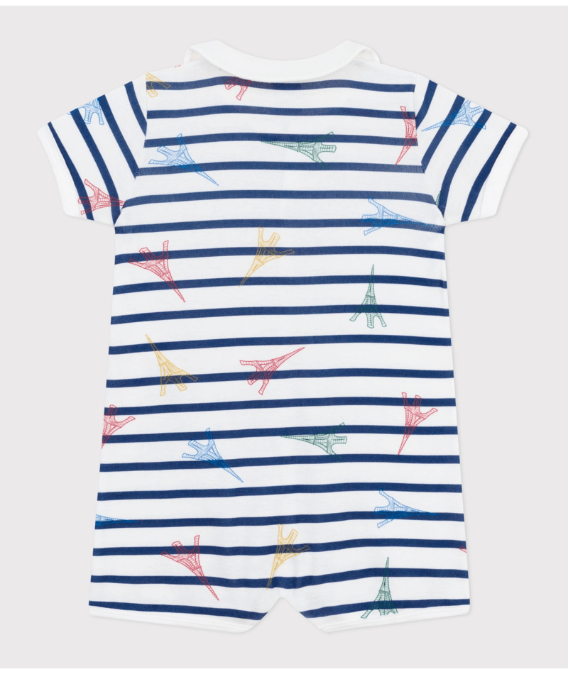 Tutina per neonati Petit Bateau bianco con fantasia grafica all-over A0DE7 01 PETIT BATEAU 