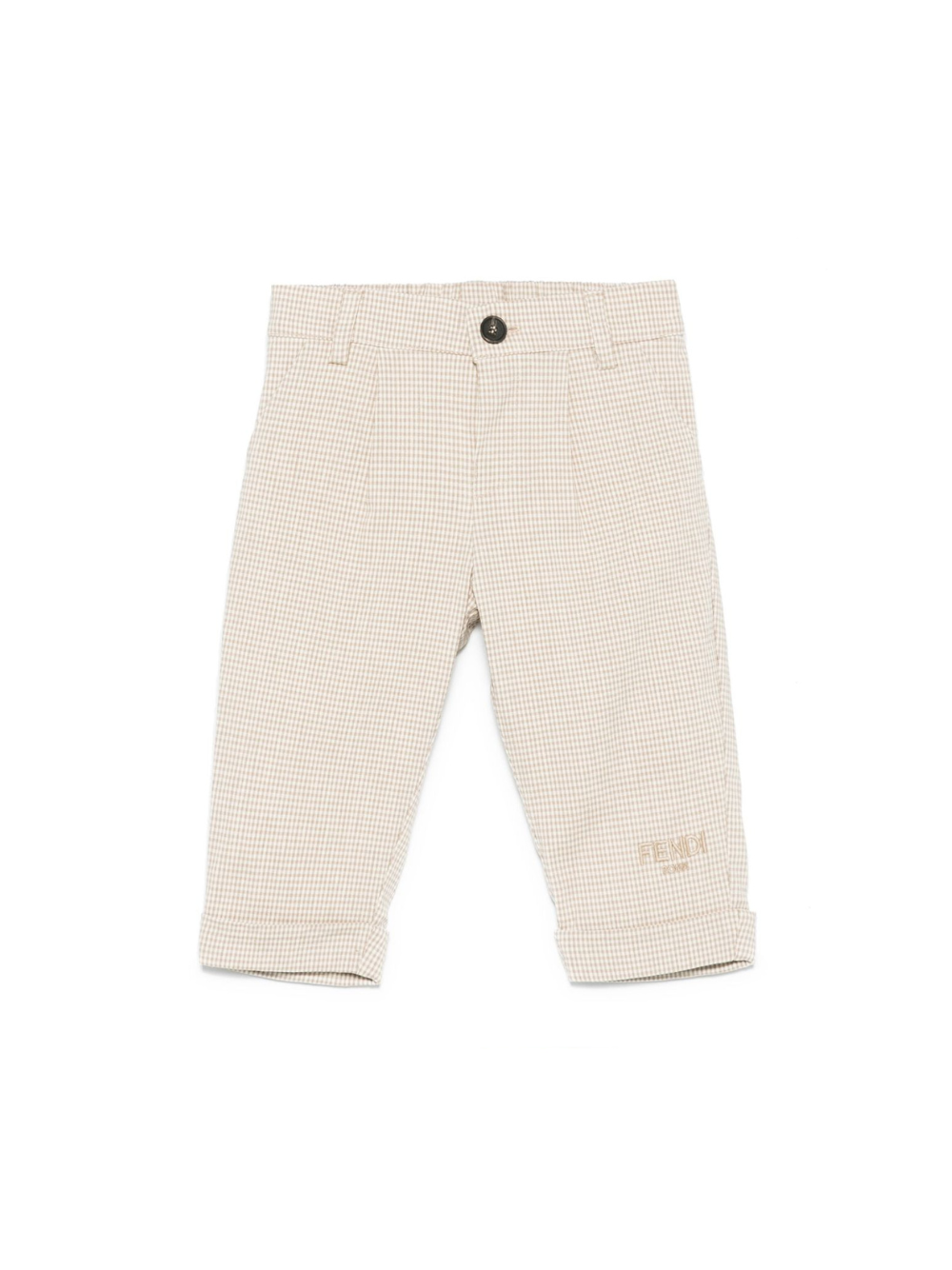 Pantaloni per neonato Fendi Kids beige con motivo a quadri e ricamo logo sulla gamba BMF244 AS63 F1P2N FENDI KIDS 