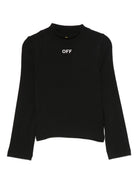 T-shirt per bambina Off-White Kids nera con collo a lupetto OGAB00AF25JER001 1001 OFF WHITE KIDS 