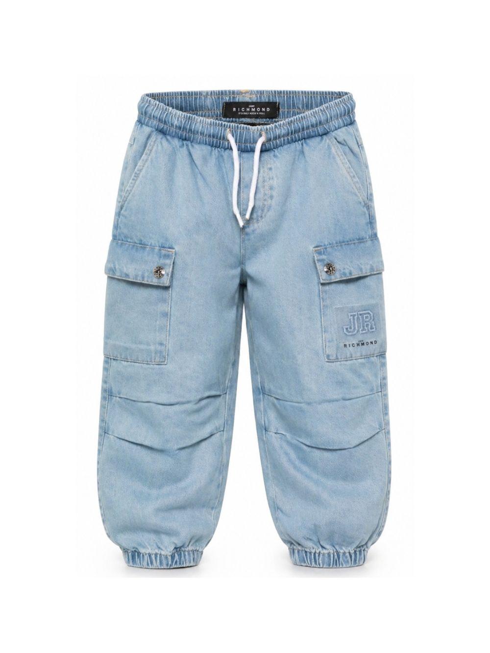 Pantaloni per bambino John Richmond Junior in denim con tasche applicate RBP26144JE DENIM BLUE LIGHT JOHN RICHMOND JUNIOR 
