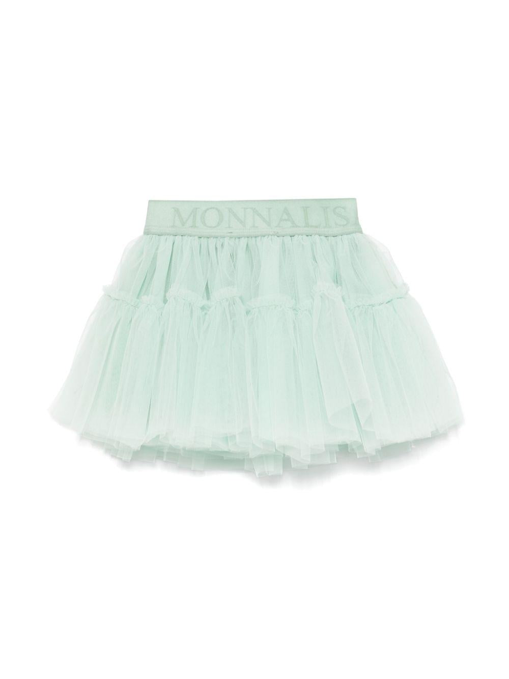 Minigonna in tulle per neonata Monnalisa verde con orlo svasato 37EGON T9945 0021 MONNALISA KIDS 