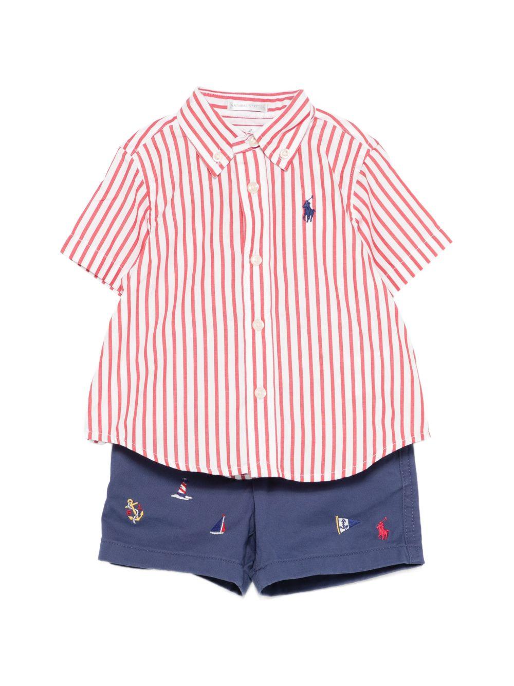 Completo camicia e shorts per neonato Polo Ralph Lauren Kids multicolor con ricamo Polo Pony 320B21361 001 Ralph Lauren kids 