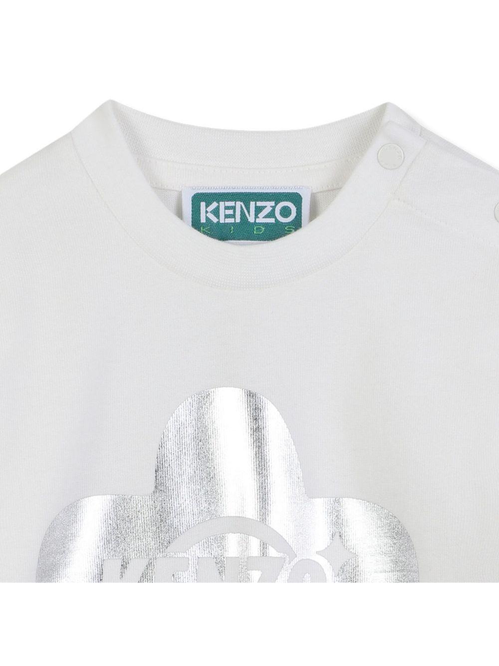 T-shirt per neonata Kenzo Kids bianca con stampa Boke Flower K61276 117 KENZO KIDS 