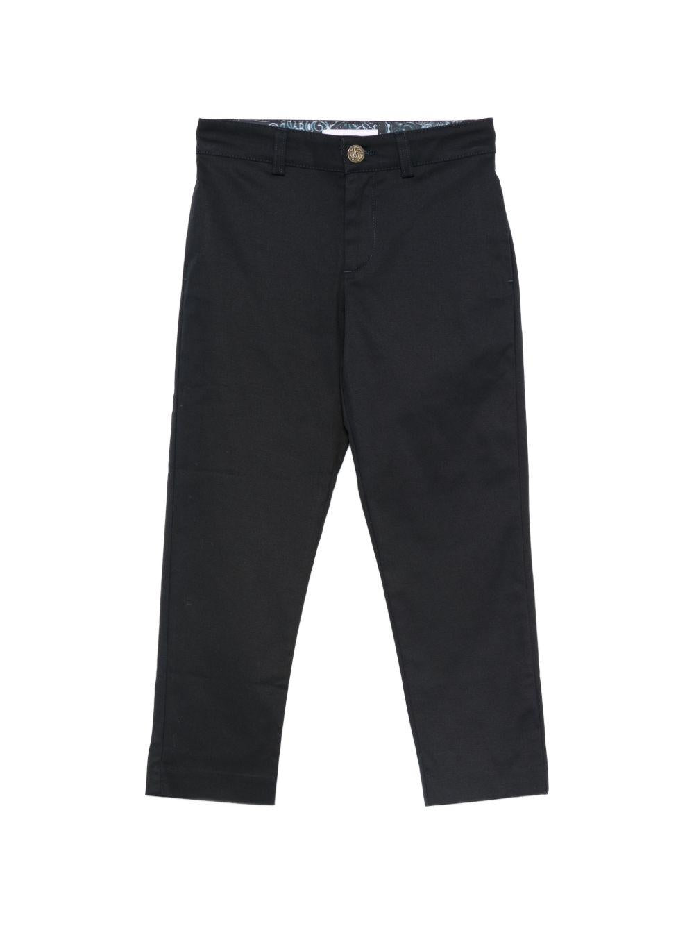 Pantaloni per bambino Roberto Cavalli Kids blu con placca con logo CBP26002PA BLUE PEACOAT ROBERTO CAVALLI KIDS 