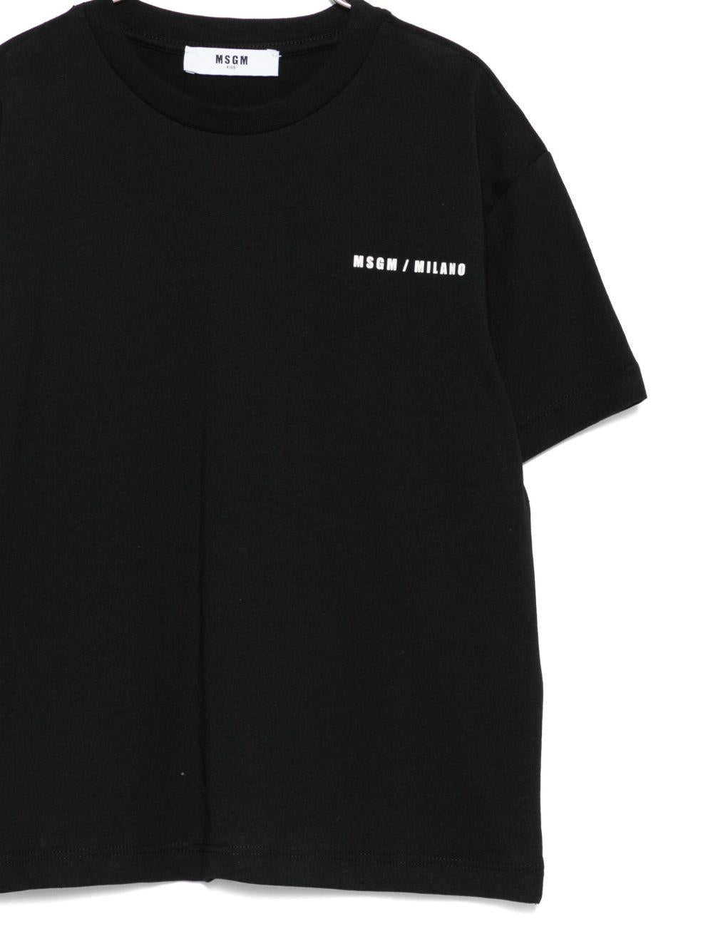 T-shirt per bambino MSGM Kids nera con stampa logo F5MSJBTH224 110 MSGM KIDS 